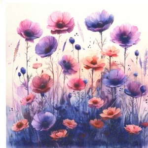 Serviettes en papier fleurs aquarelle pavot coquelicots. Napkins poppy flowers - Picture 1 of 1
