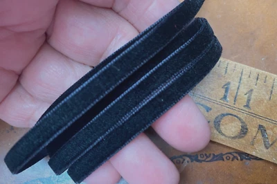 vintage velvet ribbon 1/4" trim black 28.5"pc made in Switzerland - Image 1 of 4