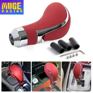 Universal Red Leather Automatic Car Shift Knob Manual Gear Stick Shifter Lever - Picture 1 of 20