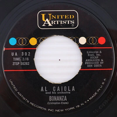 Al Caiola - Bonanza / Bounty Hunter - 1961 45 rpm 7" Single Vinyl Record UA 302 Foto 1 de 4