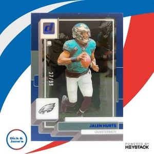 2022 Panini Clearly Donruss Jalen Hurts Blue 27/99 #38 Philadelphia Eagles - Picture 1 of 10