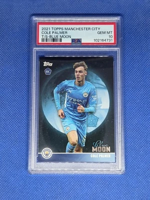 2021 Topps COLE PALMER Rookie PSA 10 Manchester City Blue Moon card CHELSEA - Image 1 of 3