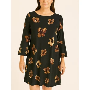 NEW Tommy Hilfiger Black Floral Flutter Sleeve Shift Dress black floral slinky  - Picture 1 of 12