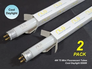 2 x 4W T5 Mini Fluorescent Tubes Lamps 6500K Cool Daylight 150mm - Picture 1 of 3