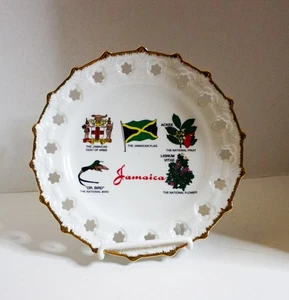 Jamaica Coat of Arms Flag Fruit Bird Flower Plate 8.25" Decorative EXC COND - Picture 1 of 6