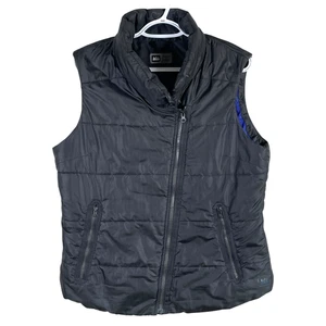 REI Quilted Puffer Vest Womens L Black Full Zip Pockets High Neck Outdoor Hiking - Picture 1 of 9