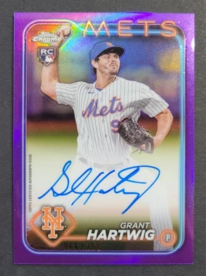 Grant Hartwig 2024 Topps Chrome Rookie Purple Autograph New York Mets #'d 66/250 - Image 1 of 2