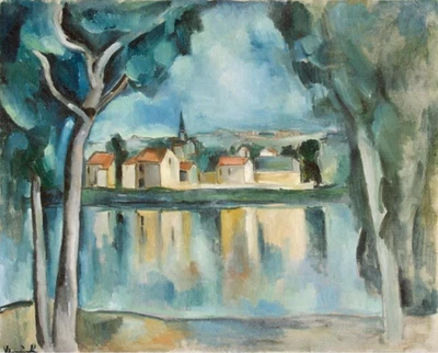 Maurice de Vlaminck Town on the Bank of a Lake : Giclée Art Print 1909 - Image 1 of 2