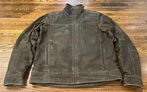 Kuhl Jacket Men L Green Full Zip Vintage Patina Dye Canvas Burr Logo Lined - Picture 1 of 9