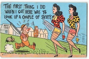 The First Thing I Did - Couple of Skirts Funny Humor Comic VTG Postcard SK3. - Picture 1 of 2