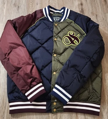 Scotch & Soda Men's Yrachie Quilted Varsity Bomber Jacket Inky Blue Size M $317 - Image 1 of 4