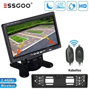 ESSGOO coche automóvil 7'' monitor HD + radio inalámbrico matrícula soporte cámara de marcha atrás - Imagen 1 de 12