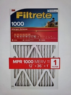 12x36x1 Air Filter Filtrete MPR 1000 MERV 11 Micro Allergen Defense 4-Pack - Image 1 of 4