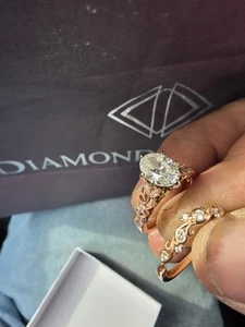 Engagement Ring And Wedding Band. Rose Gold lab created diamond 2.02 Carats - Picture 1 of 5