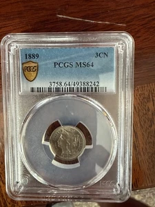 1889 3 Cent Nickel Three Cent 3c Very Rare Date PCGS MS64 - Picture 1 of 4