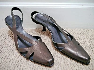 NEW CYDWOQ VINTAGE Climax dark bronze leather slingback heels shoes size 36 - Image 1 of 4