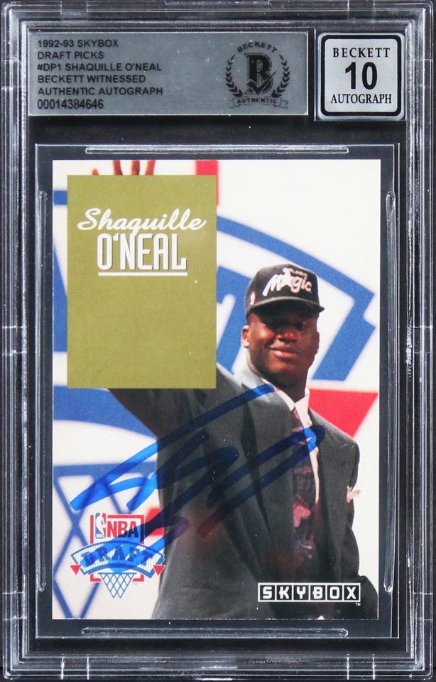 Shaquille O'Neal Signed 1992 Skybox Draft Picks #DP1 RC Card Auto 10! BAS Slab - Image 1 of 2
