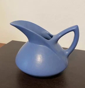 MCM Blue Squat Pitcher 6” Elongated Mouth - Picture 1 of 4