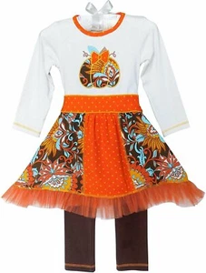 AnnLoren Little Girls' Boutique Autumn Pumpkin Dress & Leggings Holiday... - Picture 1 of 7