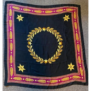 Grande sciarpa barocca | viola, nero, oro | 44" per 42 1/8" | sca vintage classica - Foto 1 di 7
