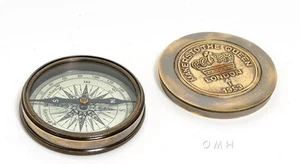 Brass Desktop Compass, Makers To The Queen 3" Antiqued Finish Nautical Decor New - Picture 1 of 5