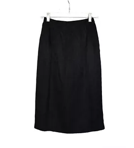 INC 100% Silk Black Women Below Knee Skirt Size 4 Elastic Waist 26-30" - Picture 1 of 3