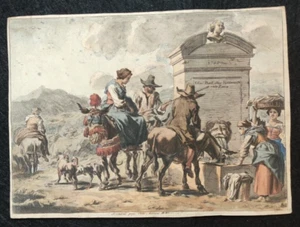 RÖMISCHE LANDSZENE LAND QUELLE FRAUEN WASCHEN 1750 UM - Bild 1 von 1
