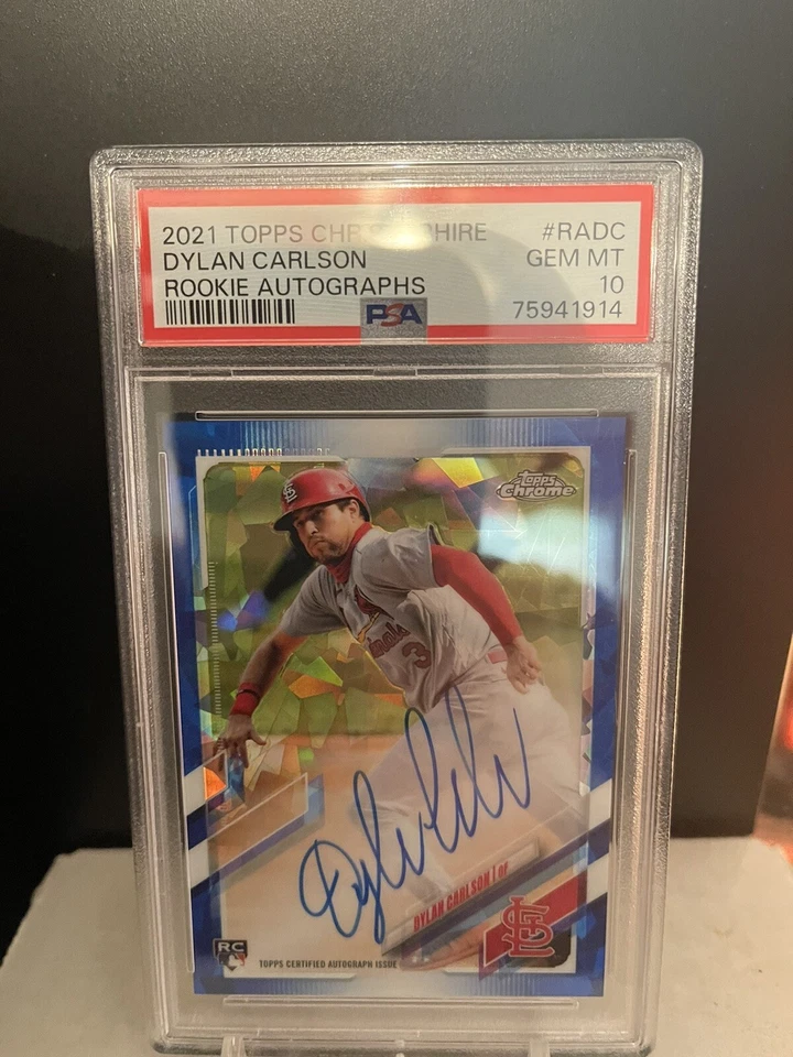 Dylan Carlson 2021 Topps Chrome Sapphire RC Auto Autograph PSA 10 - Image 1 of 2