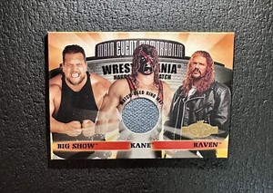 2001 WWF WWE FLEER WRESTLEMANIA X-7 RING MAT RELIC CARD. KANE, BIG SHOW, RAVEN