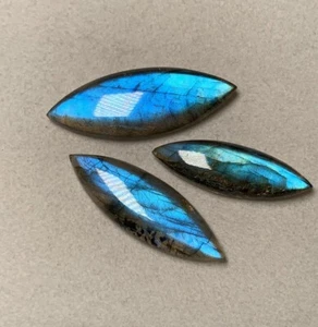 AAAAA Qualità Labradorite Unica Blu Forma di Fuoco Marquise Cabochon 11x33-15X40MM - Foto 1 di 20