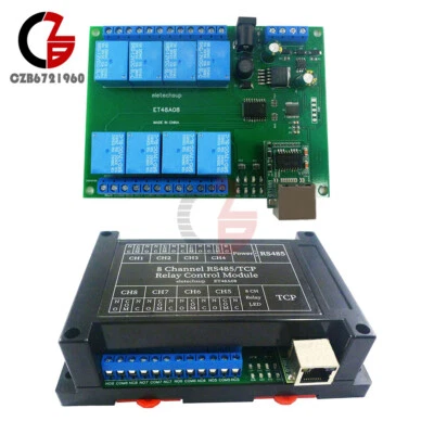 RS485/TCP Modbus Slave Relay Control Module DC 12V 8 CH Ethernet Network ET48A08 - Image 1 of 4