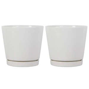 6 In. White Knack Ceramic Planter, Set Of 2 - Picture 1 of 12