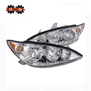 For 05-06 Toyota Camry Chrome Housing Headlights Amber Replacement Lamp - Picture 1 of 3