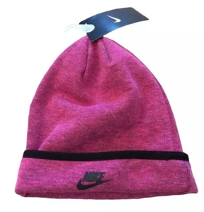Nike Girls Beanie Winter Hat Vivid Pink Heather Size 4 5 6 6X Cotton Blend - Picture 1 of 3