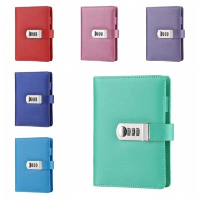A6 PU Leather Diaries Journals Notebook Secret Diary With Code Lock - Image 1 of 2