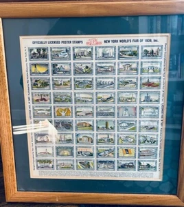 Vintage 1939 Framed New York World's Fair Licensed Poster Stamps - Picture 1 of 1