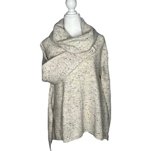 Neu Jessica Simpson SmTan cremefarbener Damen-Strickpullover Konfetti Wasserfallausschnitt Seitenschlitz - Bild 1 von 8