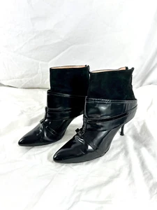 Vintage Damen JEAN PAUL GAULTIER Schwarz Lackleder Wildleder Stiefeletten 38 8 - Bild 1 von 14