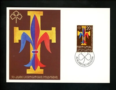 Postal History Liechtenstein FDC #711 Maximum Card Boy Scout scouting 1981 - Image 1 of 2