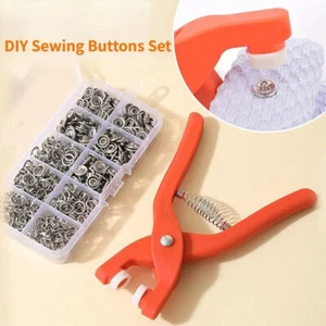 50/100Snap Fasteners Kit Metal Snap Buttons with Fastener Pliers Tool Kit Sewing - Picture 1 of 18