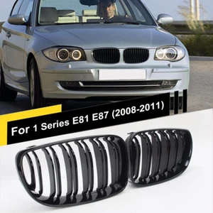 Car Front Grill Fit For 1 Series E81 E87 E82 E88 2008-2011 Gloss Black Grille - Foto 1 di 19
