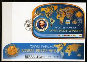 SIERRA LEONE 2019 NOBEL PRIZE WINNERS HENRI DUNANT SOUVENIR SHEET FDC - Picture 1 of 1