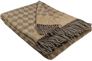 SALE! Wolldecke 100% Schurwolle Wohndecke Plaid Decke 140 x 200cm Braun - Bild 1 von 3