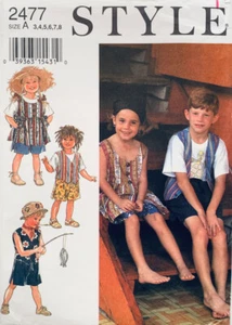 Style 2477 Retro Sewing Pattern | Kids Top Shorts Vest & Smock Dress Sizes 3 - 8 - Picture 1 of 2