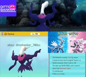 💎Pokemon Diamante Brillante/Perla Brillante DARKRAI✨ Ultra Brillante 6IV Tímido Lv100 - Imagen 1 de 1