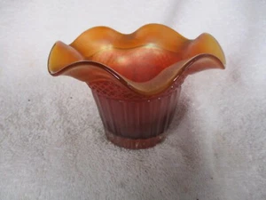 Antique "Northwood" Carnival Glass Ruffled Hat Vase Orange Lustre from 1912 - Picture 1 of 3