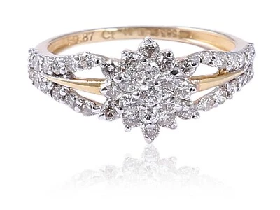 Pave 1,01 Cts Ronde Brillante Naturel Diamants Fiançailles Bague En 18K Or jaune - Photo 1/4