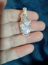 Kunzite Pendant ,Silver Plated Wire Wrapped. Good Flash