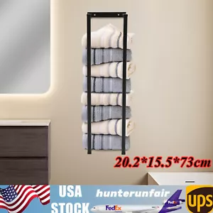 Toallero de baño montado en la pared organizador de toallas de almacenamiento de baño de acero inoxidable - Imagen 1 de 18