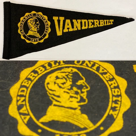 1950’s Vintage Vanderbilt Commodores Tennessee University 4x8.75 Mini Pennant Cover